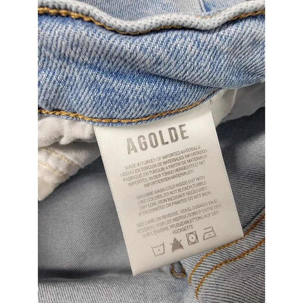 AGOLDE Jeans Womens 25 Light Wash Riley Crop High Rise Straight Leg Button Fly‎